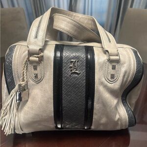 Chic Cream and Black Satchel